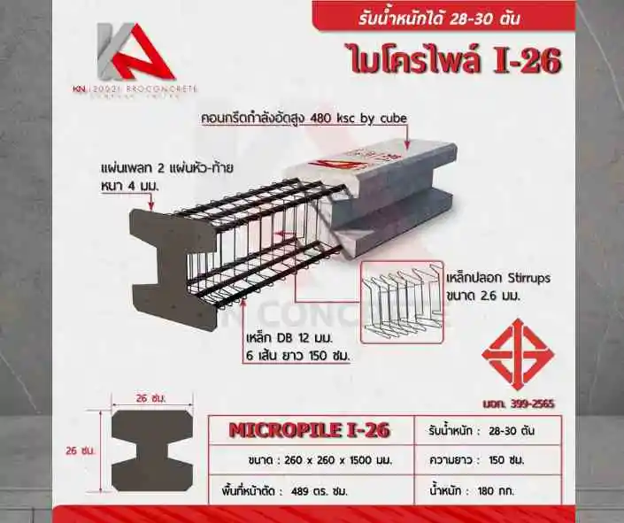 เสาเข็มไมโครไพล์ไอ26 มอก.